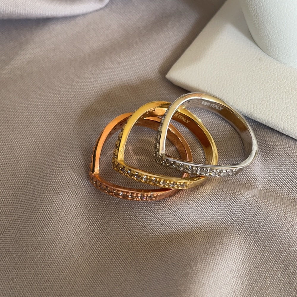 Wishbone Diamond Stackable Rings - Picture 6 of 6